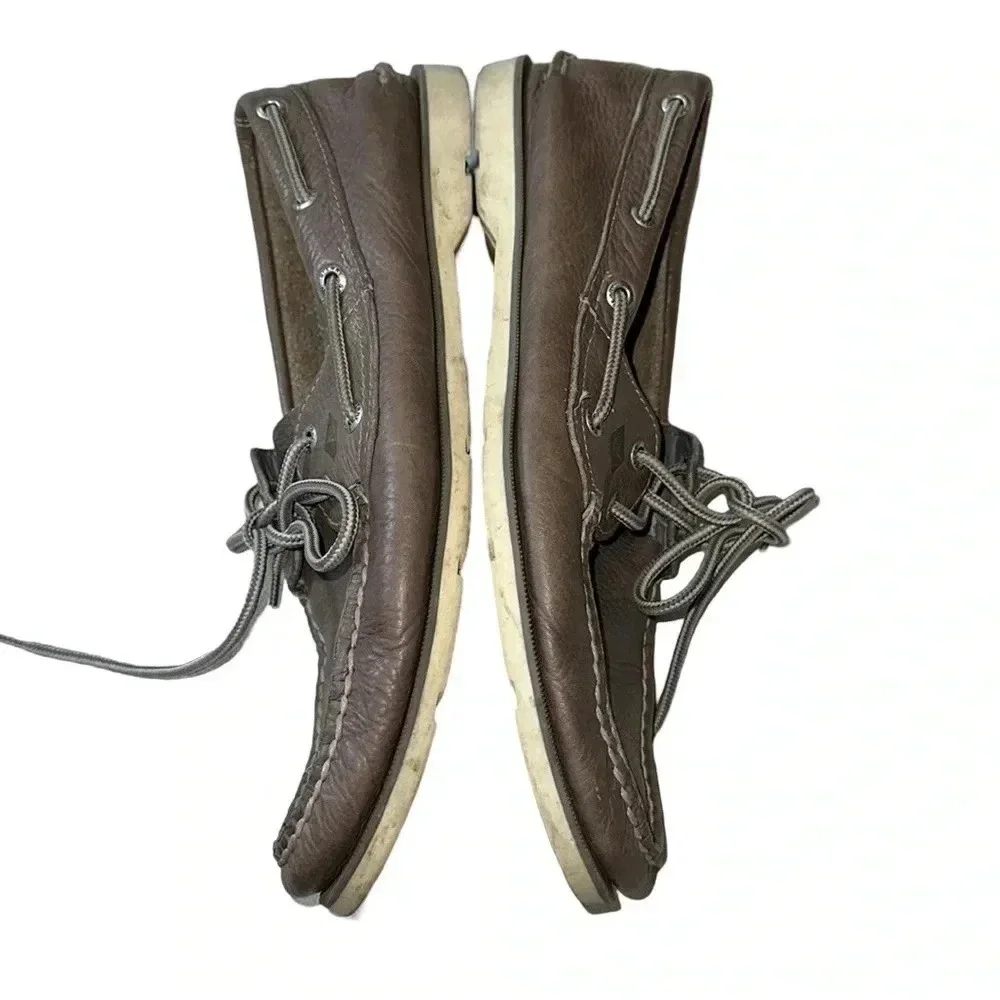Sperry Gray Leather Boat Shoes Size 10